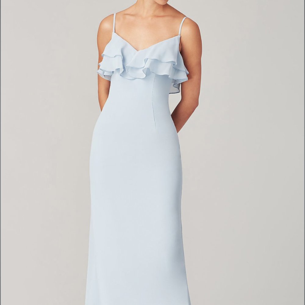NWT Kleinfeld Ruffled Long V-Neck Bridesmaid Dress